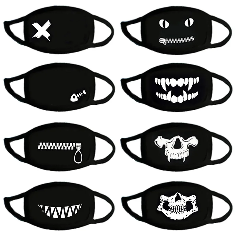 
2020 cute anime black face maskes kids reusable cotton kids maskes washable printed maskes with custom logo child 