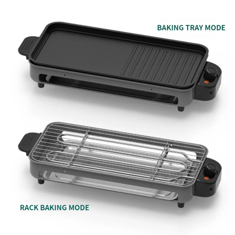 Electric Mini Indoor Smokeless BBQ Grill and Griddle With Removable Non Stick Cooking Plate Pan and Adjustable Temperature