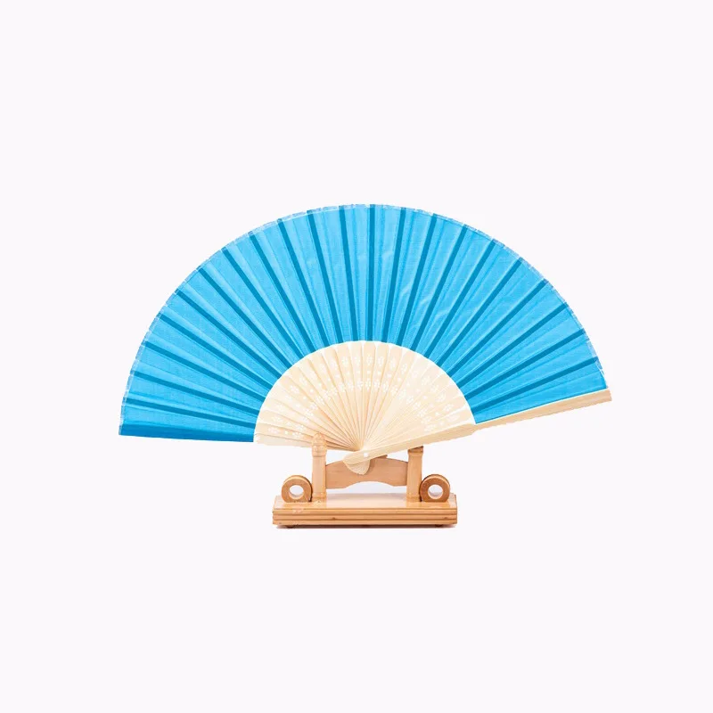 Hot sale custom logo foldable fabric bamboo hand fan