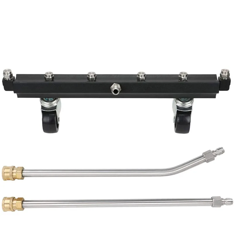 High Pressure Washer Cleaner 6-hole Power Washing Water Broom with Extension Rods Car Underbody Tool