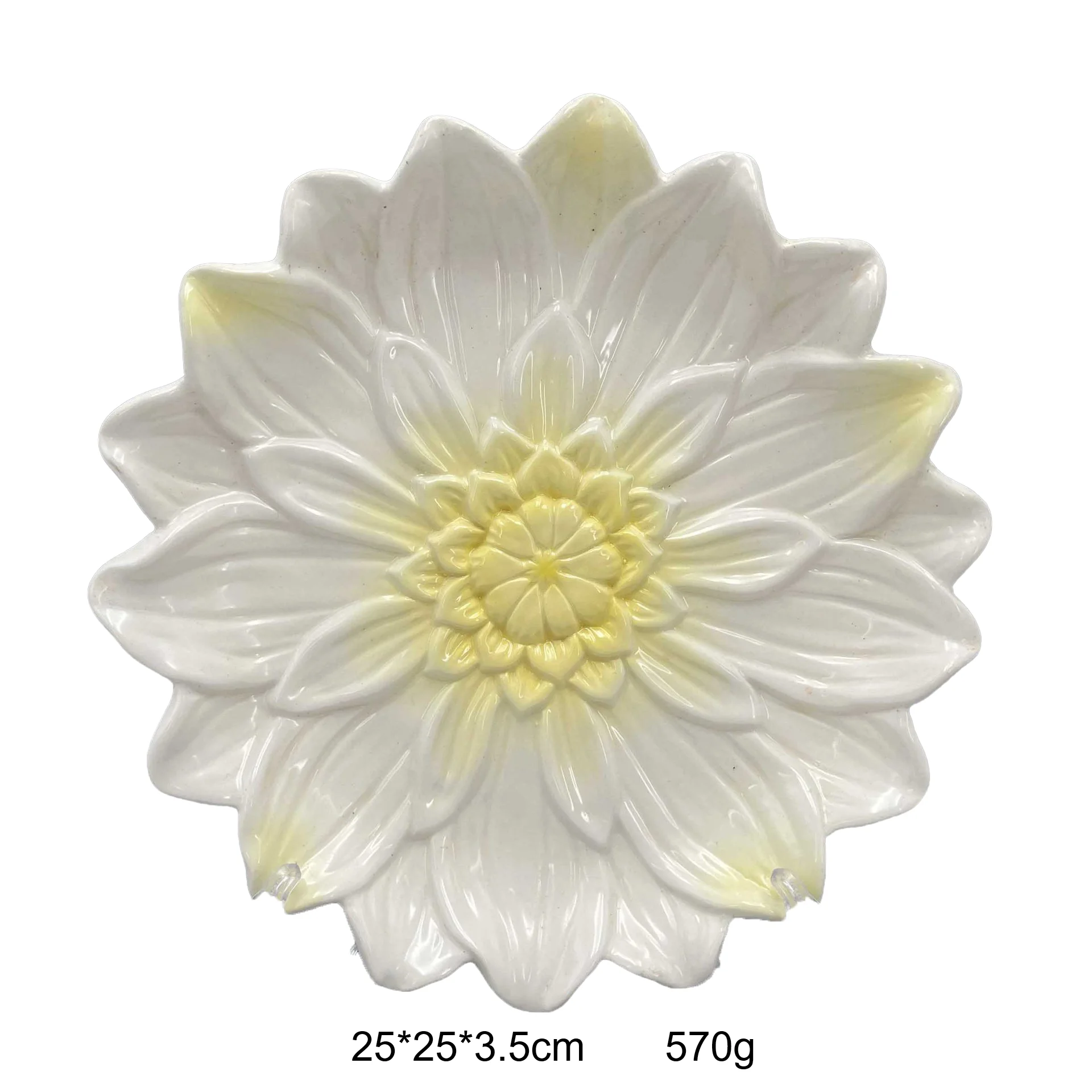 GZYSL Porcelain Daisy Shape Dish Sunflower Canister Dish Tableware Tray Style Kitchenware Embossed 3d Flower Ceramic plate