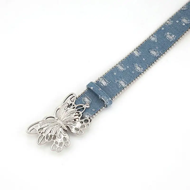 Western Vintage Elliptic Buckle Rhinestone Sequin Belts Women Dress Crystal Leather Bling Waist Belts for Jeans Pants