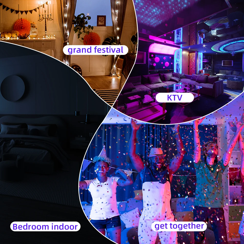 Remote Control LED Water Ripple Starry Sky Projector Light Music Party Lighting