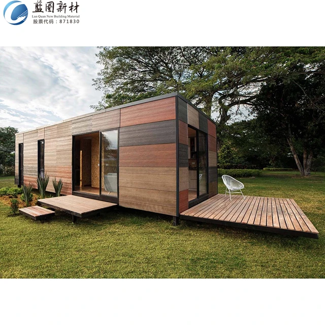 Low cost container house with two bedroom prefab house container wood houses office building independent villa