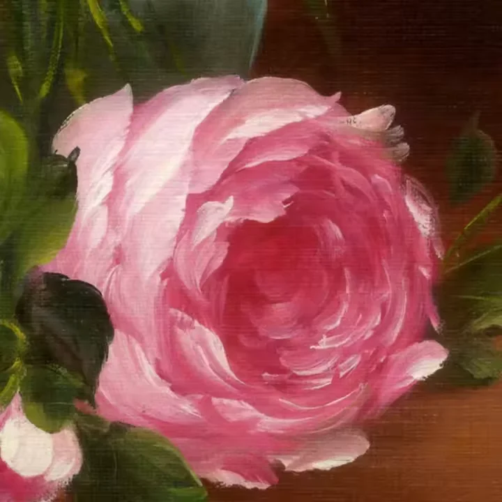 High Quality Canvas Artwork Pink White Flower Peony Handmade Oil Painting for Living Room Decor