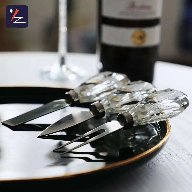 Wholesale Crystal handles with stainless steel blades wedding cake shovel knife and server set