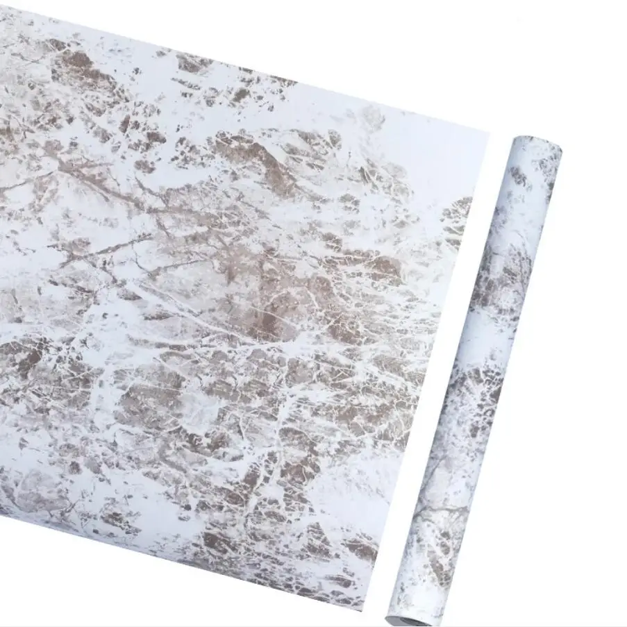 Peel & Stick One Piece Wall Sticker Decorative Paper White Black and Gray Marble Papers Decor Wallpaper Bedroom