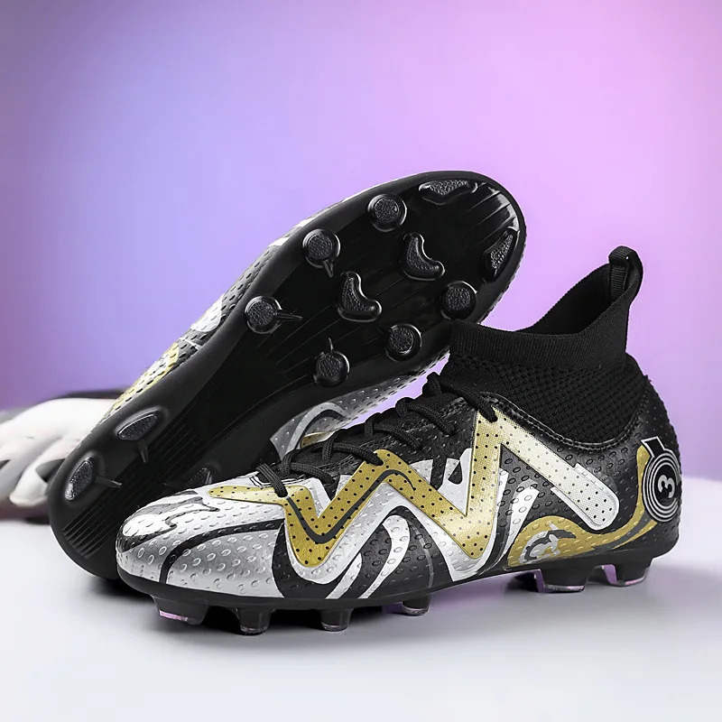 High Cut FG/TF Football Shoes for Adult Student Football Matches Wholesale Inventory of Male and Female PU Men Rubber Mesh Q6007