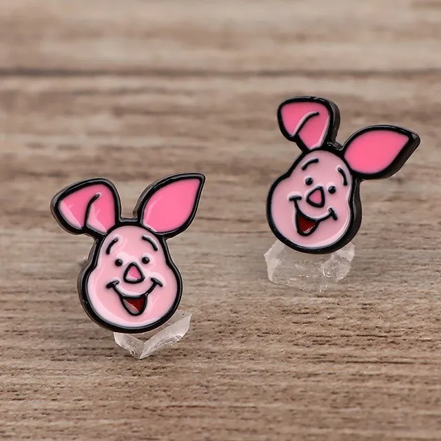 ODM cartoon bulk metal teddy bear 100 pairs stud soft enamel anime cartoon enamel earrings