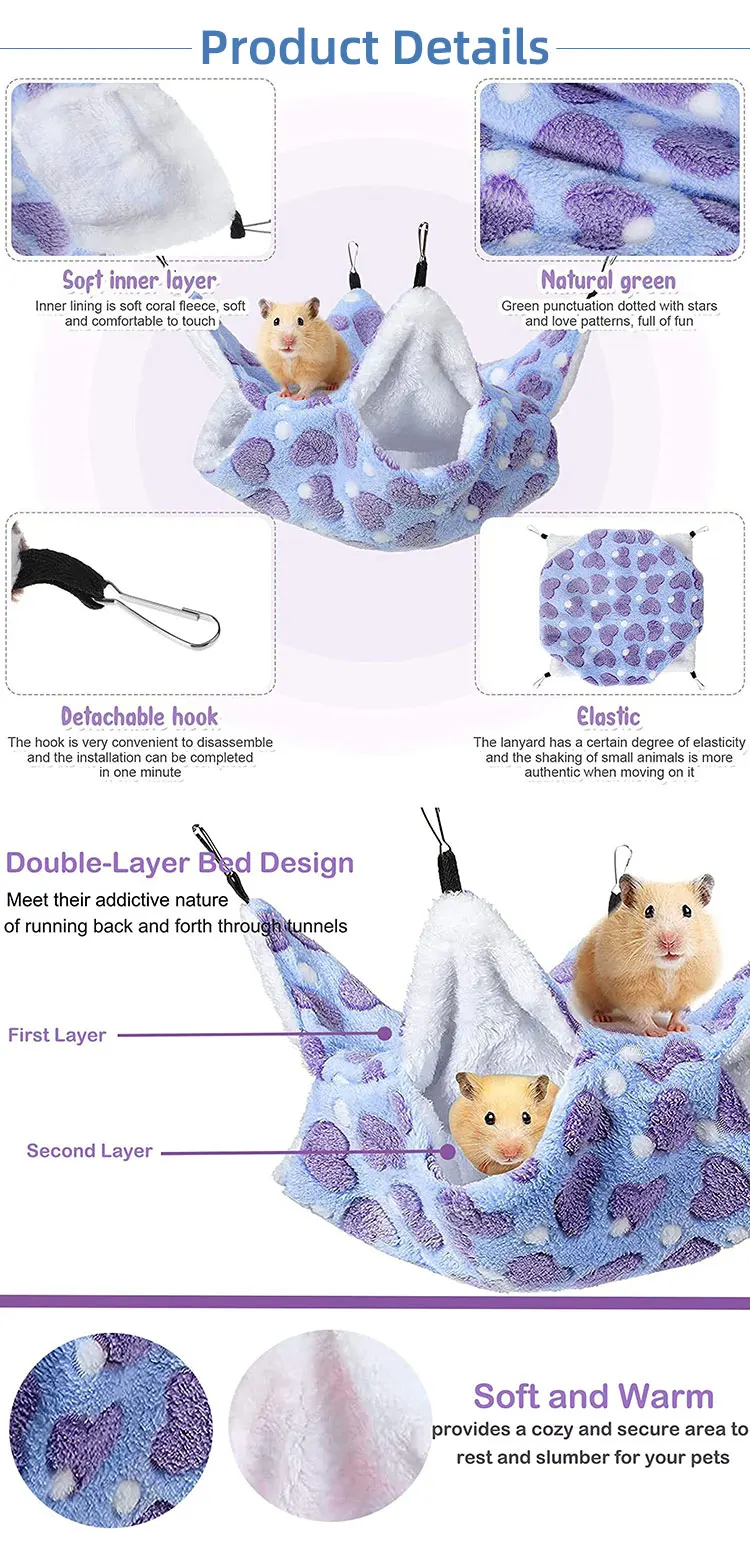 Spring Autumn Warm Bed House Cage Toys Cute Double Hammock Hamster Warm House