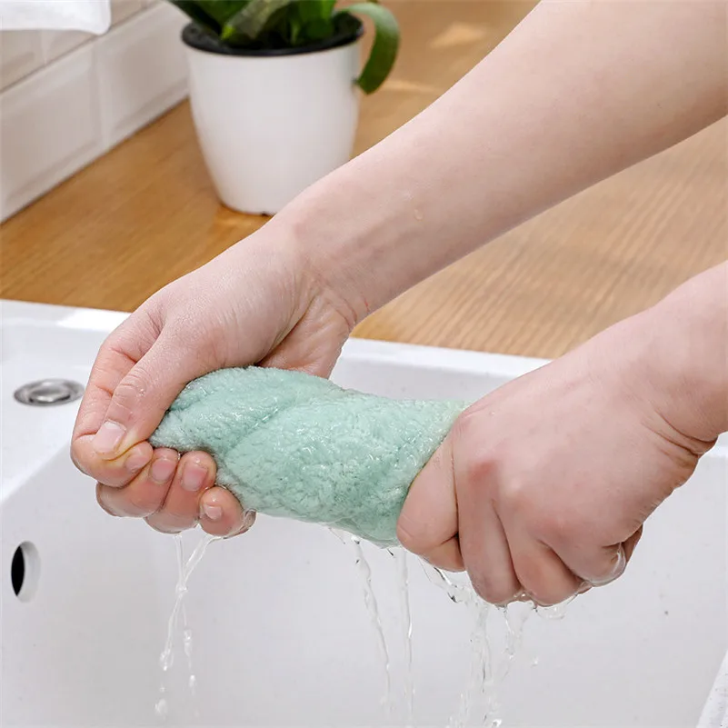 Super Absorbent Rag Kitchen Cleaning Cloth Double layer Coral Fleece Dish Towel Dish Cloth Kitchen Rag Gadgets