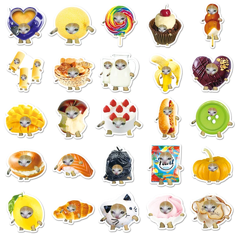 50pcs High Quality Vinyl PVC Decoration Sticker Cartoon Animal Graffiti Funny Cat Head Sticker
