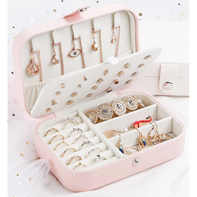 Plush Velvet Travel Jewelry Organiser Cases Necklace Earrings Rings Bracelet Jewelry Storage Box Small Jewelry Travel Case