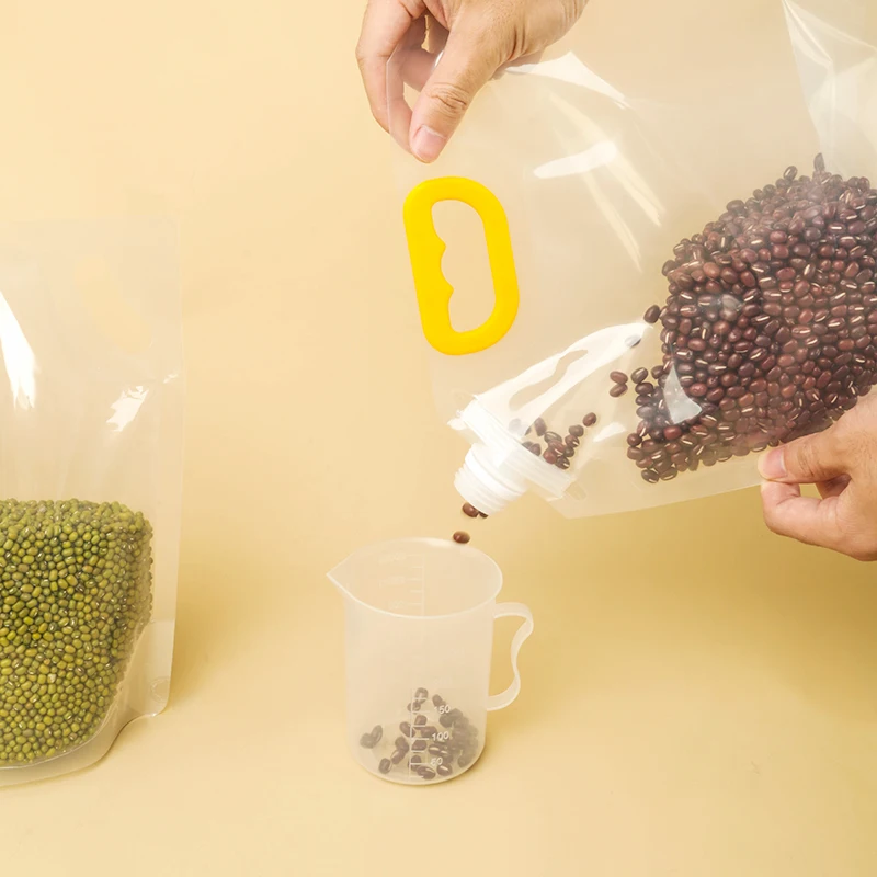 500ml 1l 2l 3l 5l  Rice corn water Bag with Handle cereals Clear Packaging Spout Pouch Grain Moisture Proof Sealed Bag