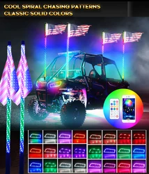 Super Brightest 5Ft 4Ft Dancing Chasing Led Light Whip Rf Wireless Remote App Control Car Lights For Atv Utv Rzr Truck