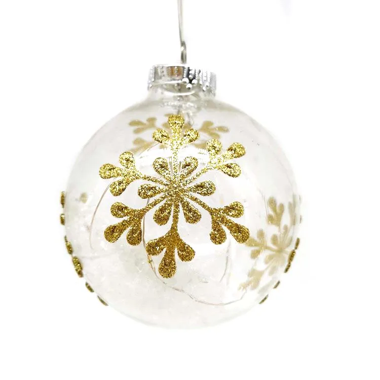 LED Christmas transparent ball Christmas tree glass luminous hanging decorative glass decorations Christmas party decoration