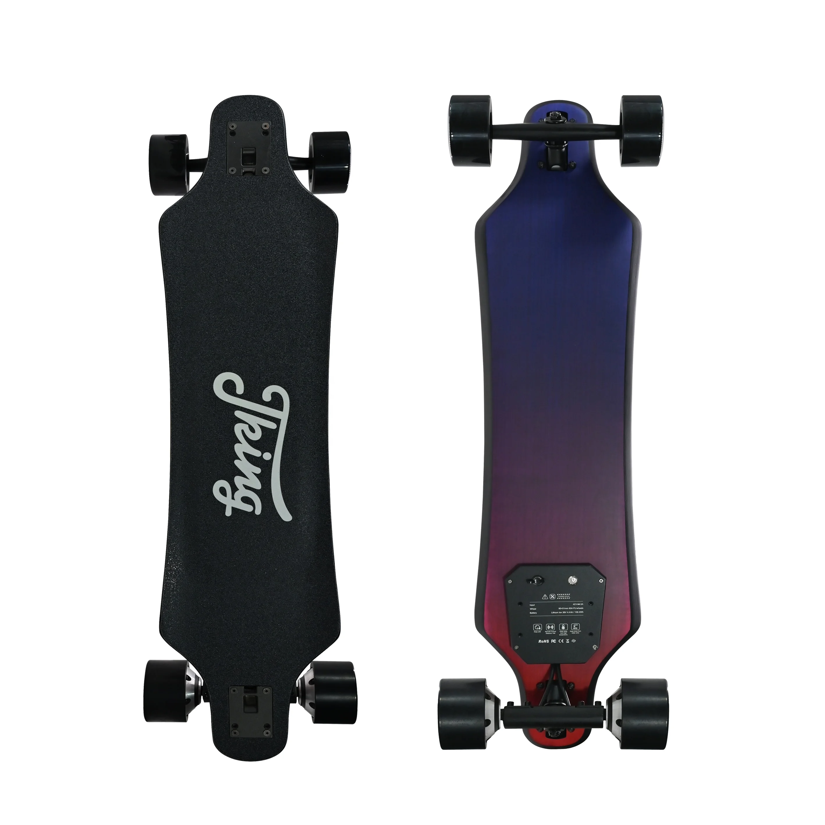 Источник топ Электрический skatboard H2K ультра-тонкий полимер стекло углерода палуба лодочные грузовики 180 мм