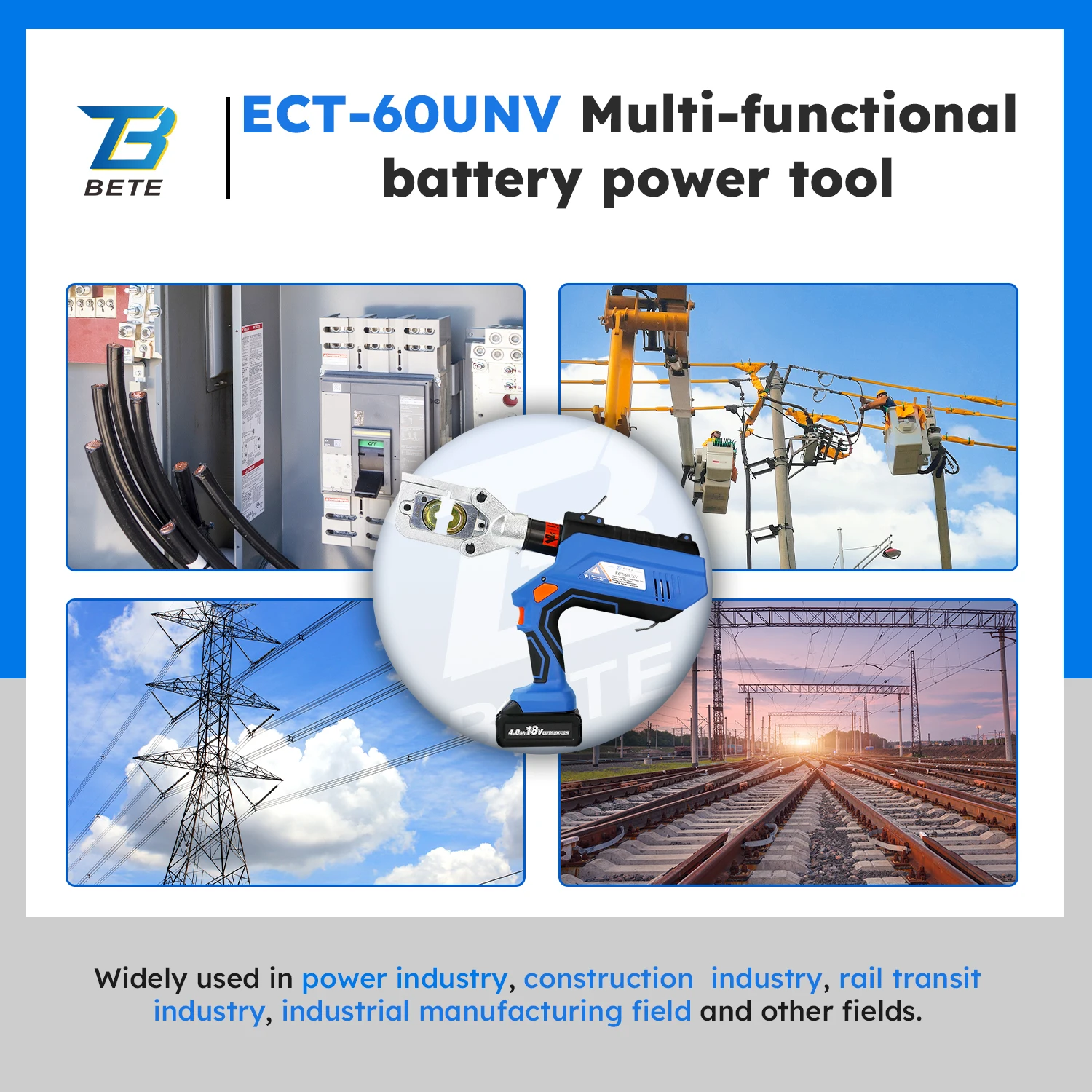 ECT-60UNV Multifunction 360 Degree Rotation 6 Ton Hydraulic Cable Electric Crimping Tool