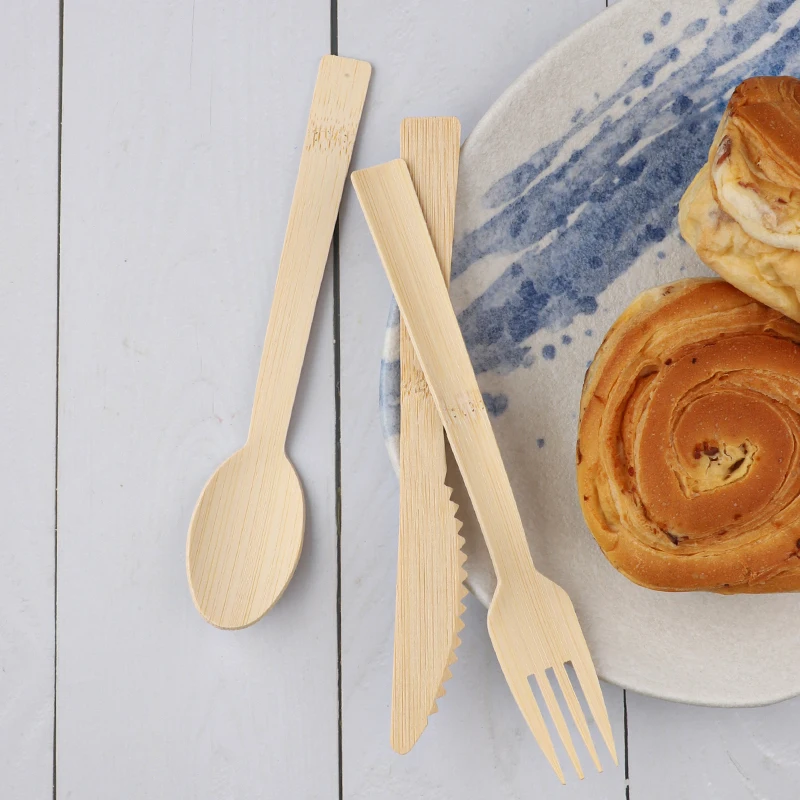 Natural environmental protection bamboo tableware set safe recyclable knife fork spoon set suitable for picnics