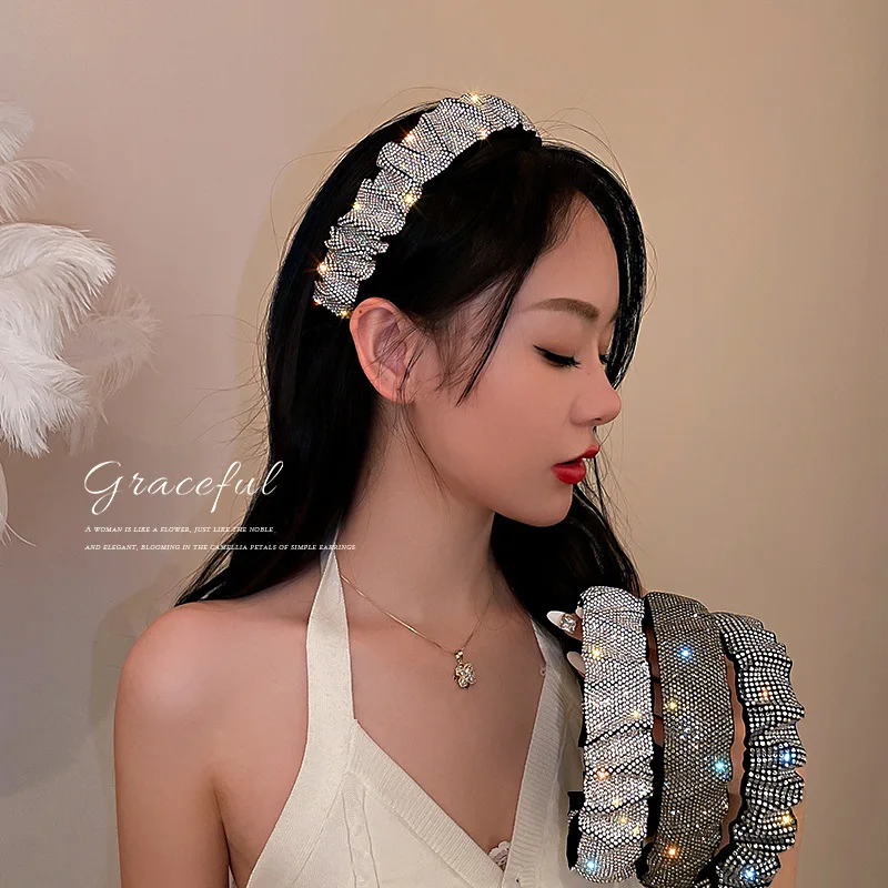 Bling bling crystal metal hair clip headband Baroque retro rhinestones luxury hair bands for women