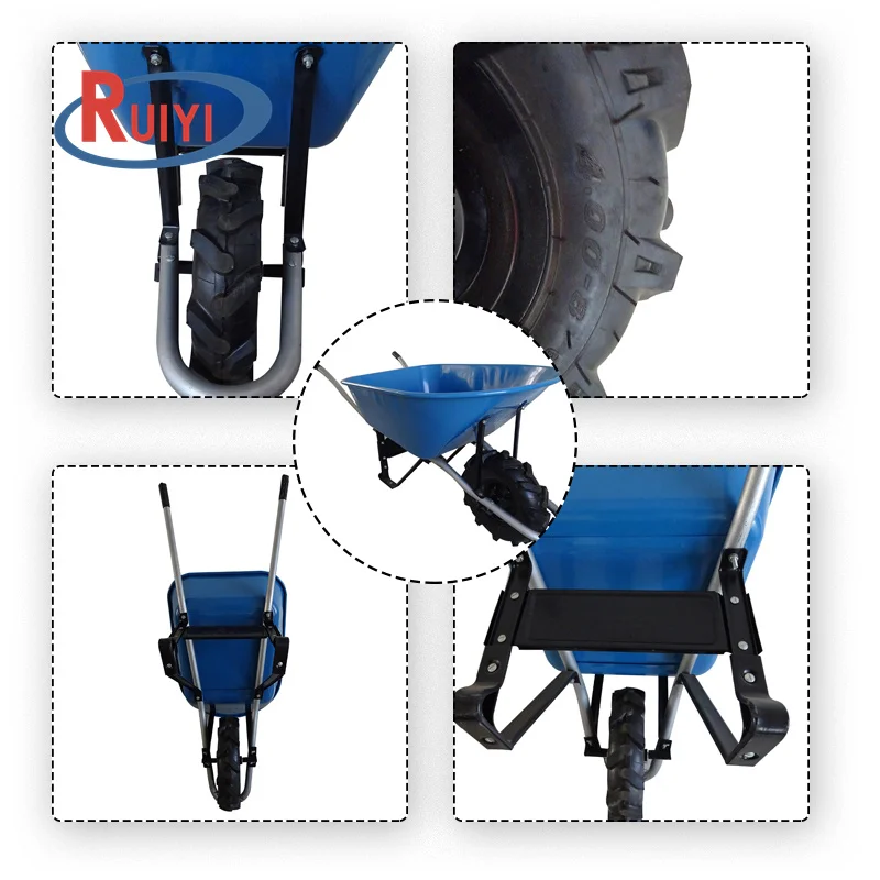 Concrete wheelbarrows Heavy Duty carretilla for South America Garden Wheelbarrow with Load 200kg Construct Wheel Barrow