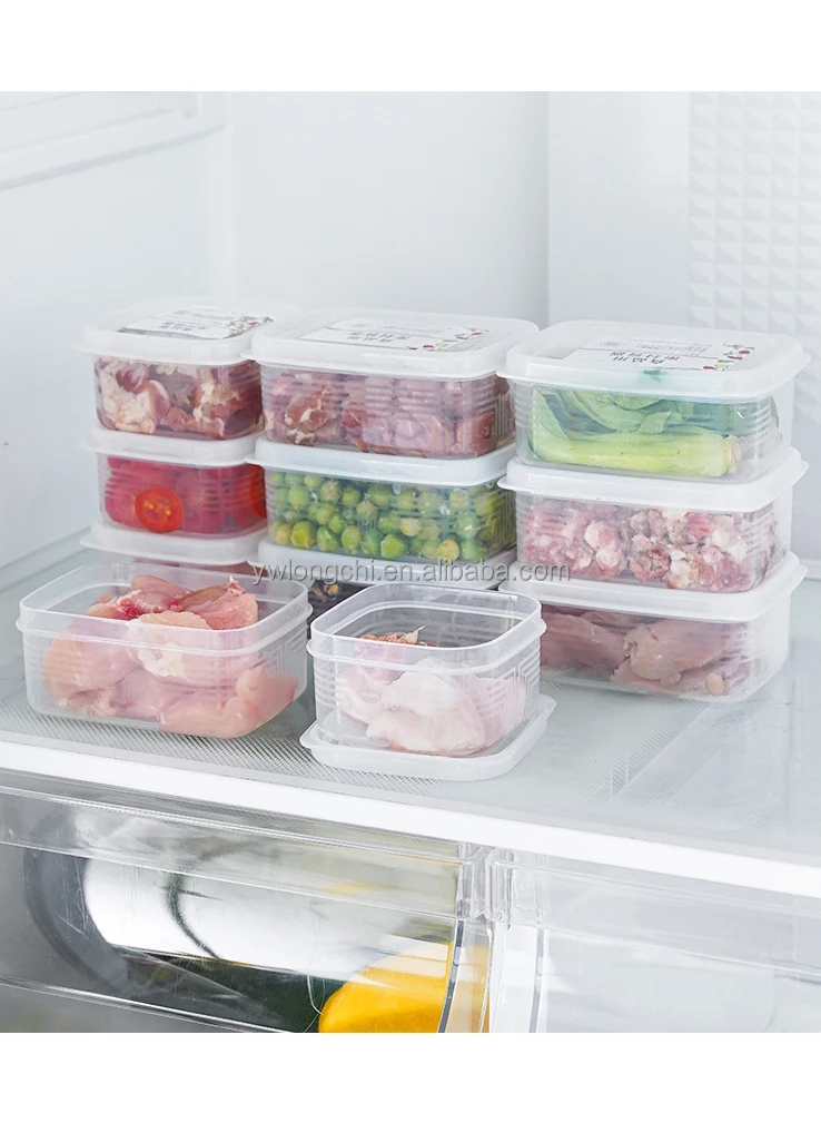 2024 Plastic Food Container Storage Box Kitchen Meat Fruit Vegetable Storage Box for Refrigerator