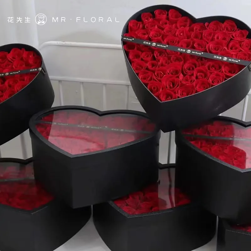 Luxury Gift Packaging Customised Valentine Day Heart Shaped Packaging Chocolate Flower Gift Boxes