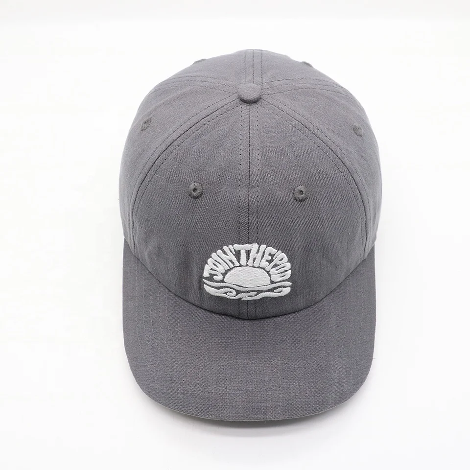 Sustainable Eco Friendly Hemp 6 Panel Embroidered Unstructured Pre-Curved Brim Low Profile Vintage Sports Baseball Caps Dad Hats