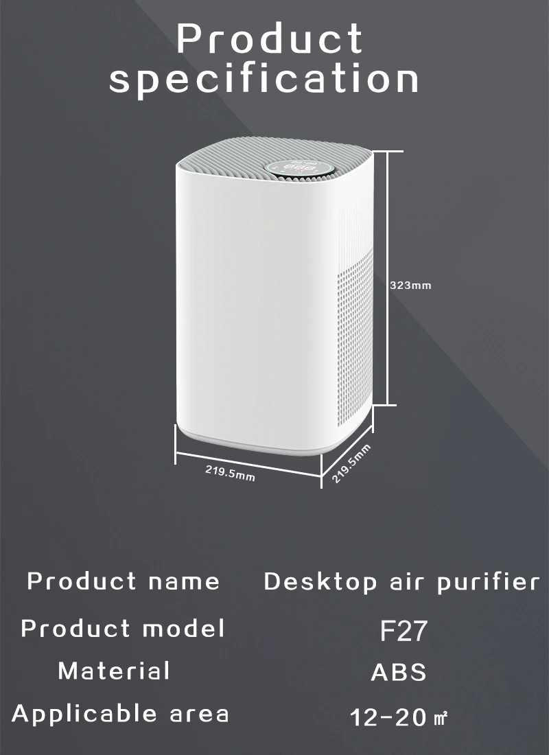 H13 Custom HEPA Air Purifier Desktop Anion Negative Ions Air Purifier With HEPA Air Cleaner PM2.5