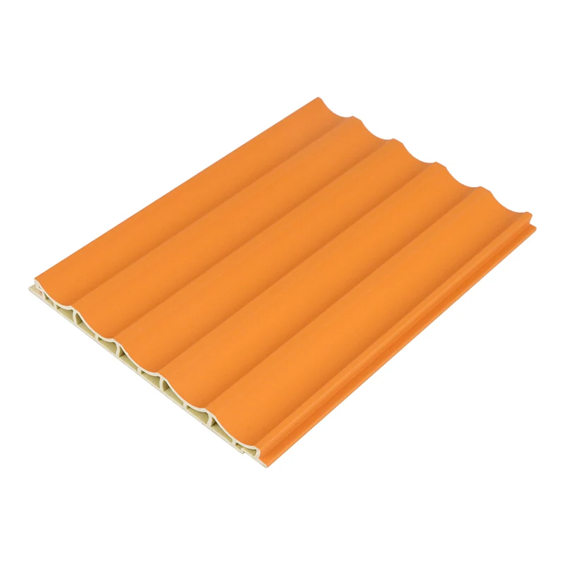 Fast installation wpc interior insulation wall cladding arc orange color wainscoting plank wood decorative waterproof wall panel