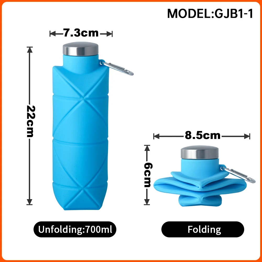 OUYADA Outdoor Sports Foldable Water Bottle Reusable BPA Free Silicone Collapsible Water Bottle For Travel Gym Camping Hike