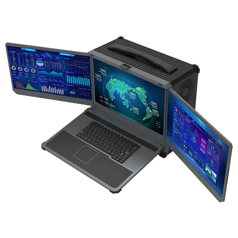17.3inch Three-screen industrial portable computer rugged laptop support 13USB 10com