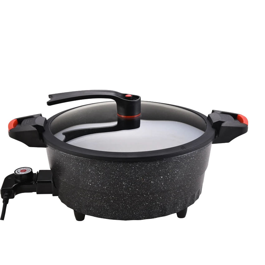 New multifunctional electric cooking hot pot OEM non stick coating die cast casserole micro skillet low pressure cooker multi
