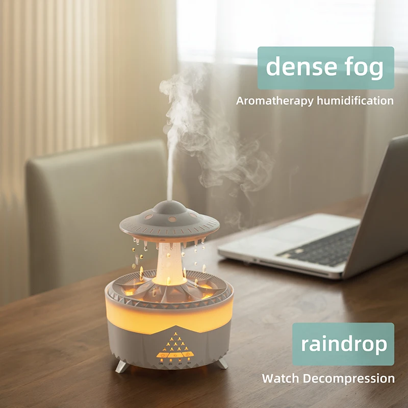 300ml Cloud Rain Drop sprayer Water Drop Sound Aromatherapy Diffuser Desk Fountain Bedside Cool Mist Ultrasonic Scent Humidifier