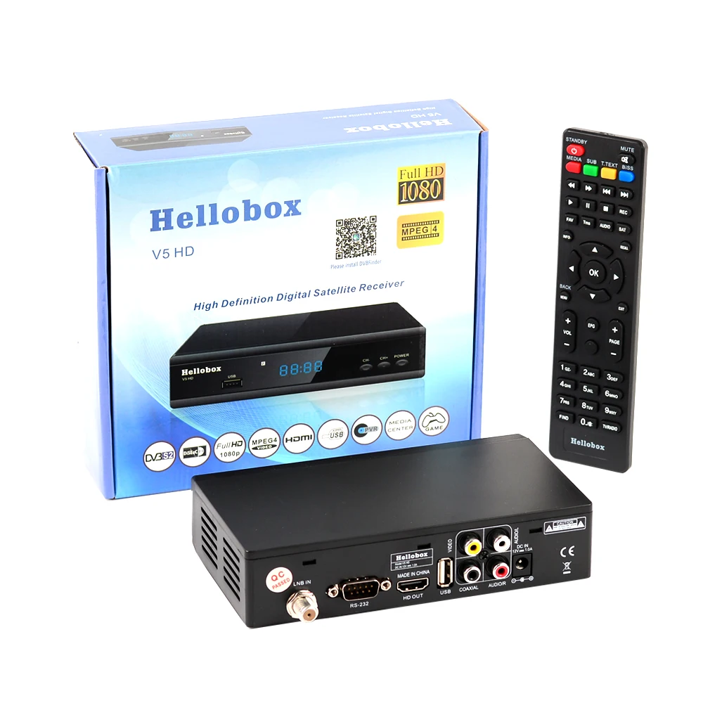 Спутниковый ресивер Hellobox v5 HD с поддержкой CCCAM POWER VU DVB S2 встроенный спутниковый искатель цифровая