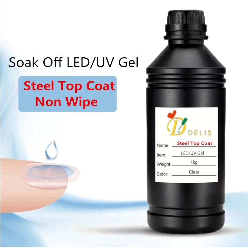 Non Wipe Steel Top Coat Last Long Time Soak off Uv Gel Nail Polish