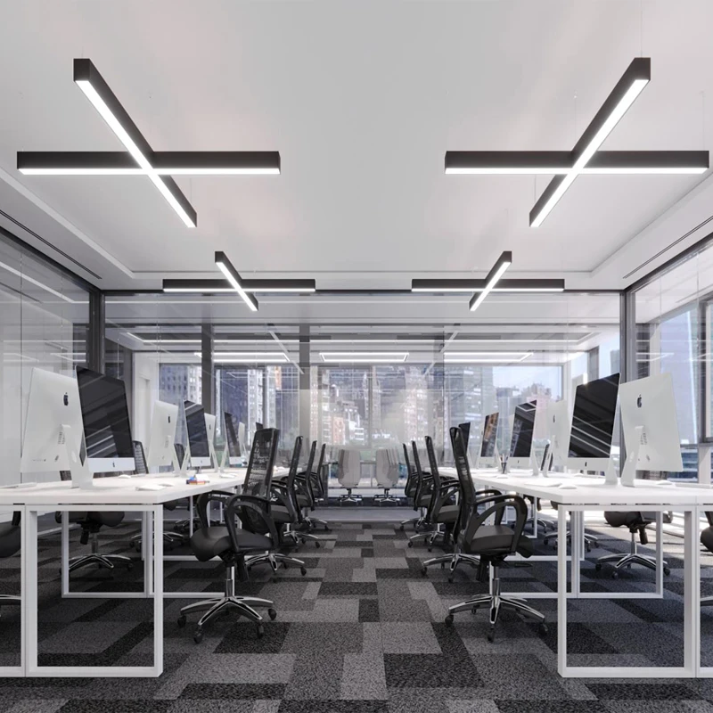 4ft 40W Led Linear Light Adjustable Chandeliers Hanging Lights Ra 90 for Commercial Meeting Room