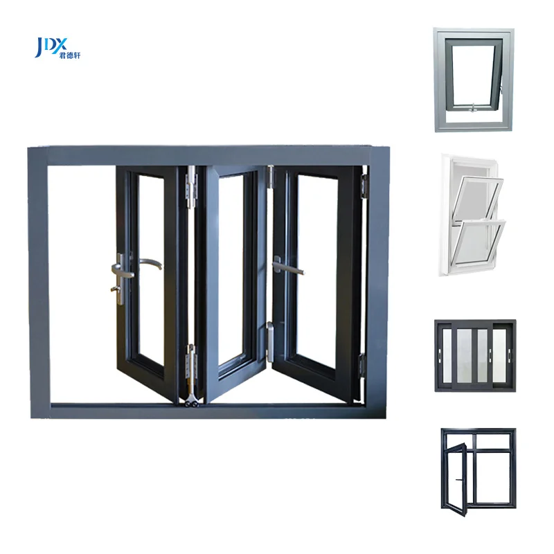 Складное алюминиевое окно с одним остеклением