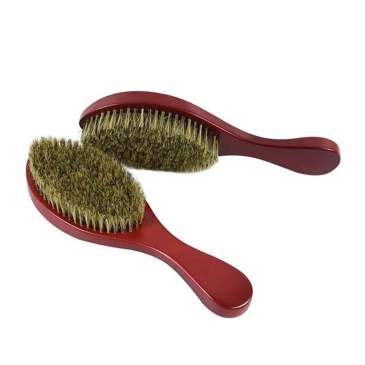 Wave Brush Wood Hair Brush Medium Hard 100% Boar Bristle with Long Handle Mens Round Wooden Customized 5~7 Days 100pcs