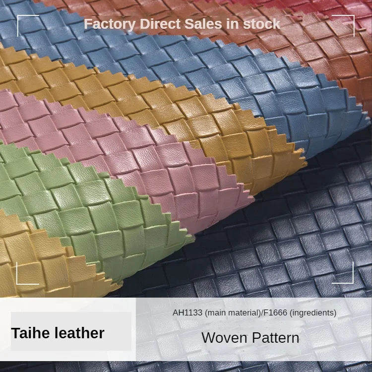 leather manufacturer Production PVC natural leather material Woven pattern