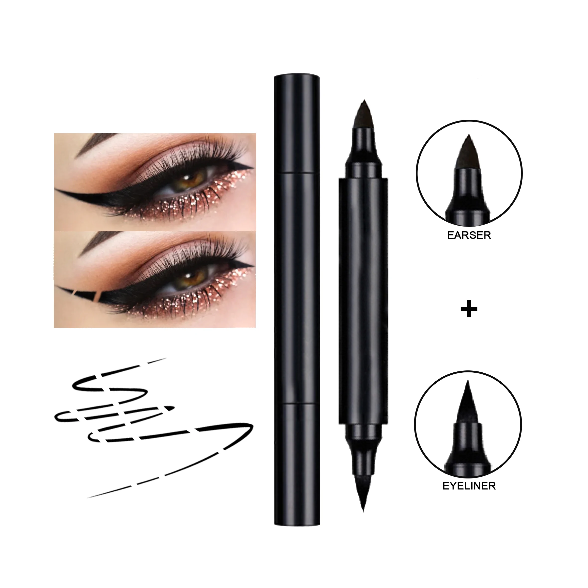 Thick Tube Double-end Smooth Quick-drying Thin Eyeliner Private Label Low MOQ Magic Eyeliner Eraser