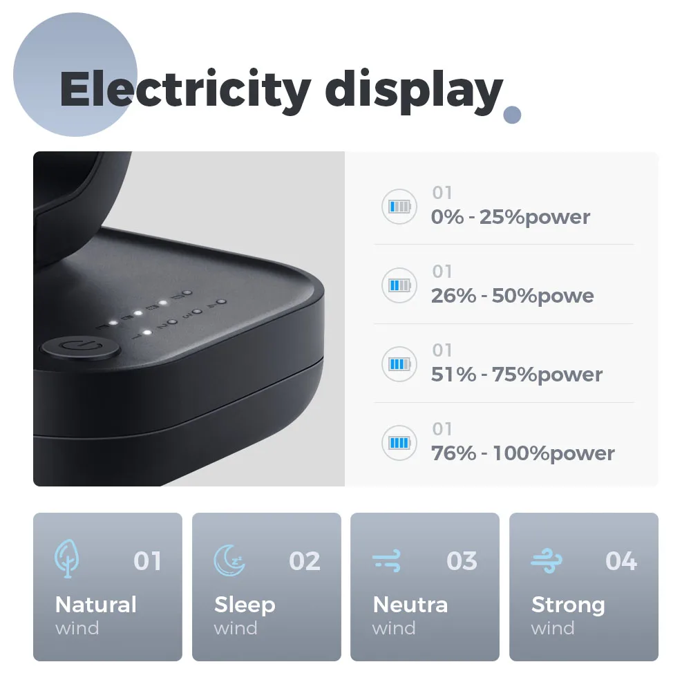 395g usb Office Rechargeable Table Desk Fan