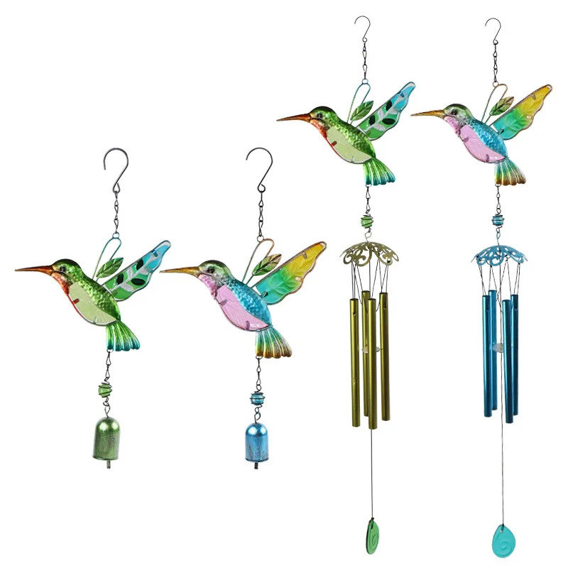Metal hummingbird Aeolian bells in stock home Creative Glass painted Bell ornaments