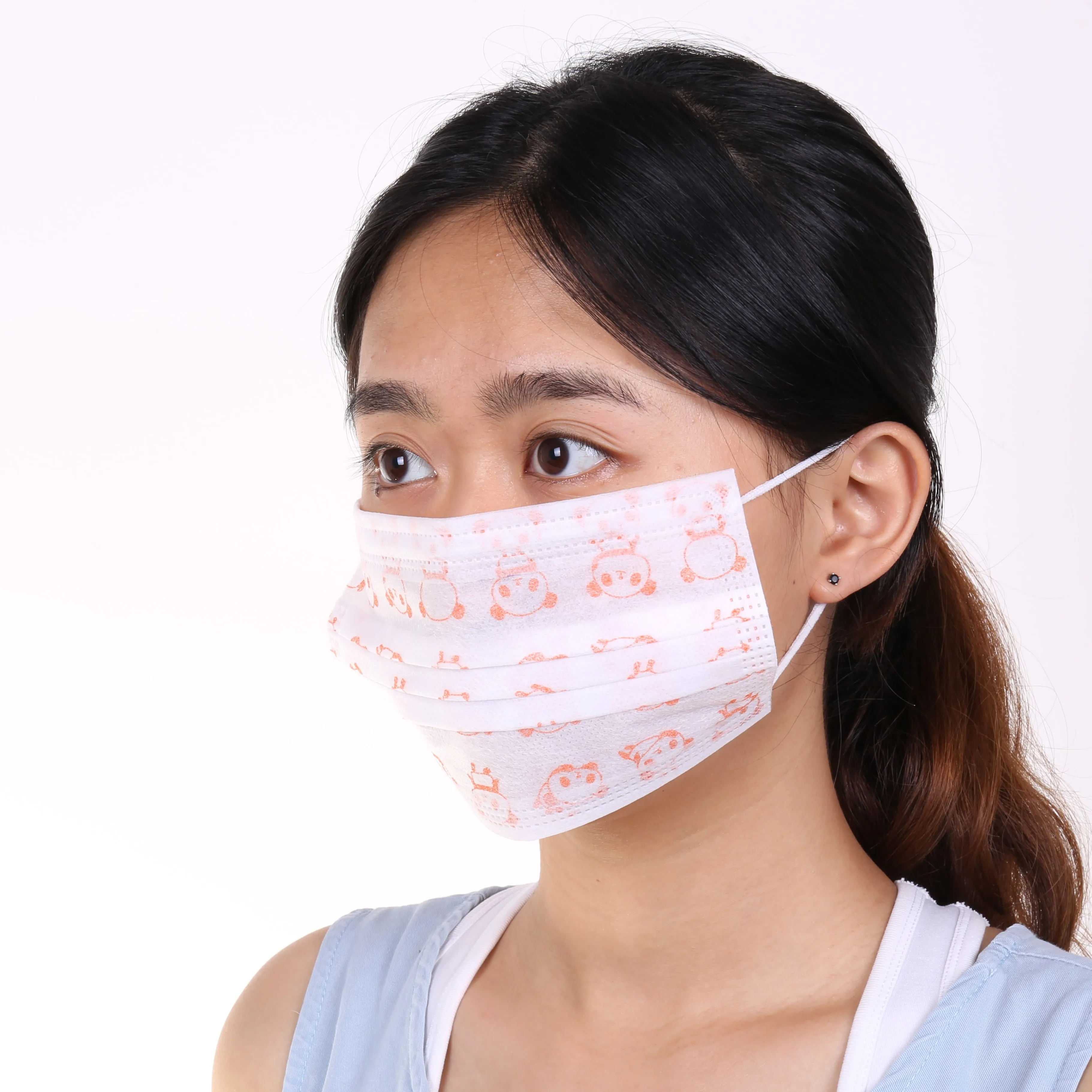 Manufacturer cheap disposable pattern pink 3 ply printed designer face mask camouflage earloop
