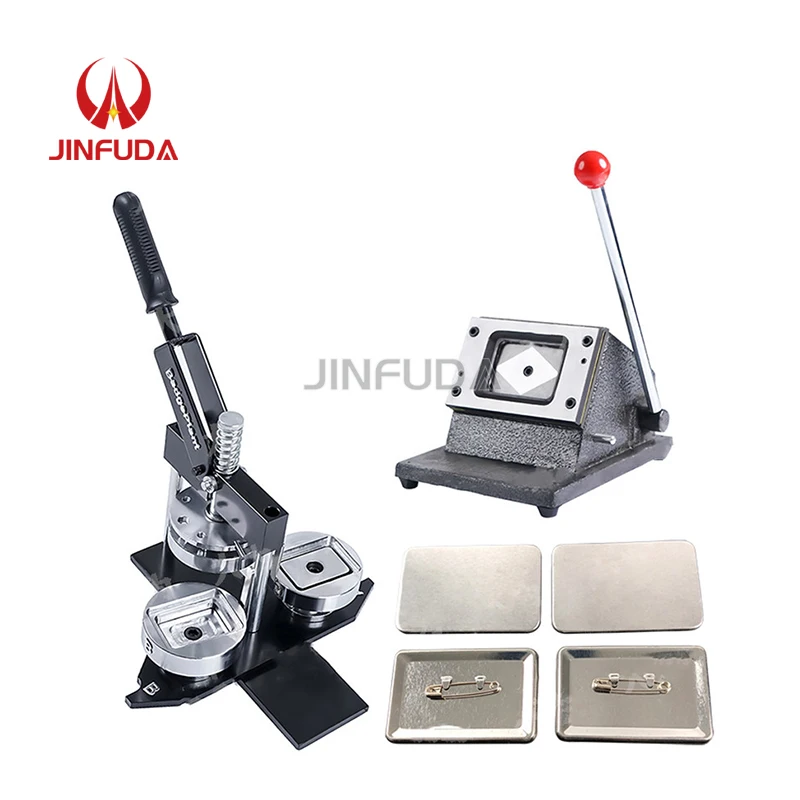 Semi-Automatic 60*40mm Button Maker Machine Pin Badge Press Machine With Pin Back Button Material 100set