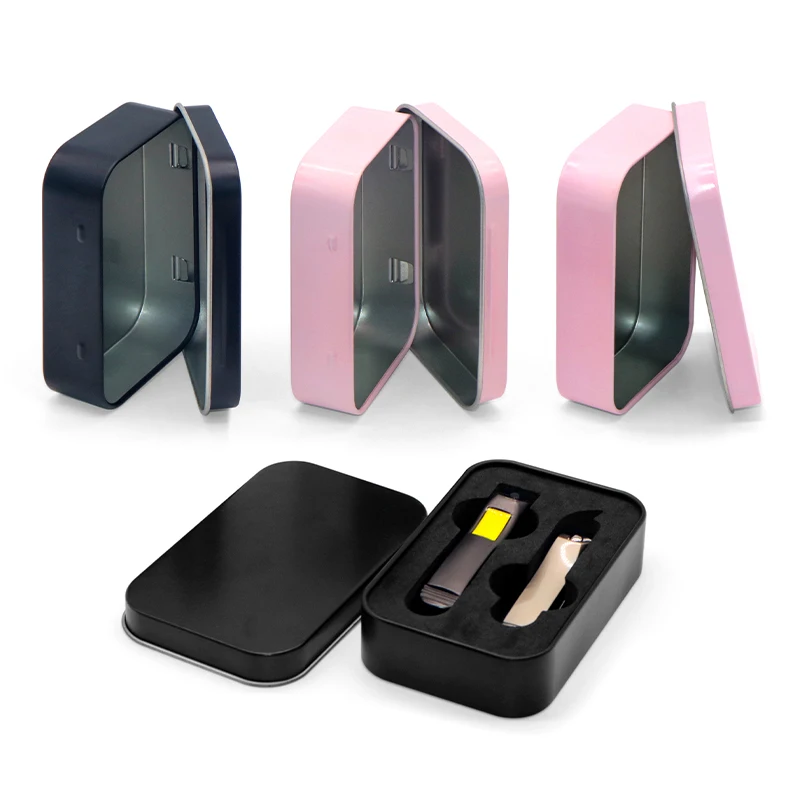 wholesale customized printing tin can packaging square rectangular embossed small metal hinge tea mint tin box with lid