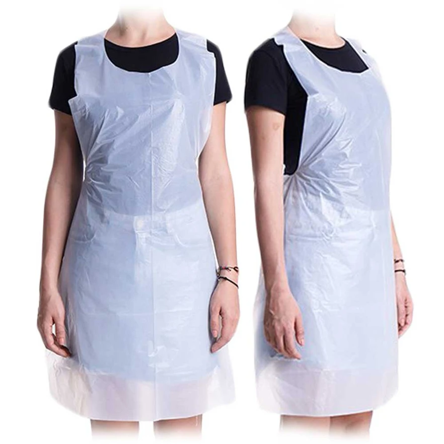 White Disposable Plastic Apron For Dentist Chemistry Lab Single Use