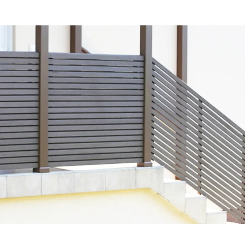 Easy install 1.8 outdoor home balcony small garden design hdpe railing fence panels wood plastic zaun wpc wicker wall fences