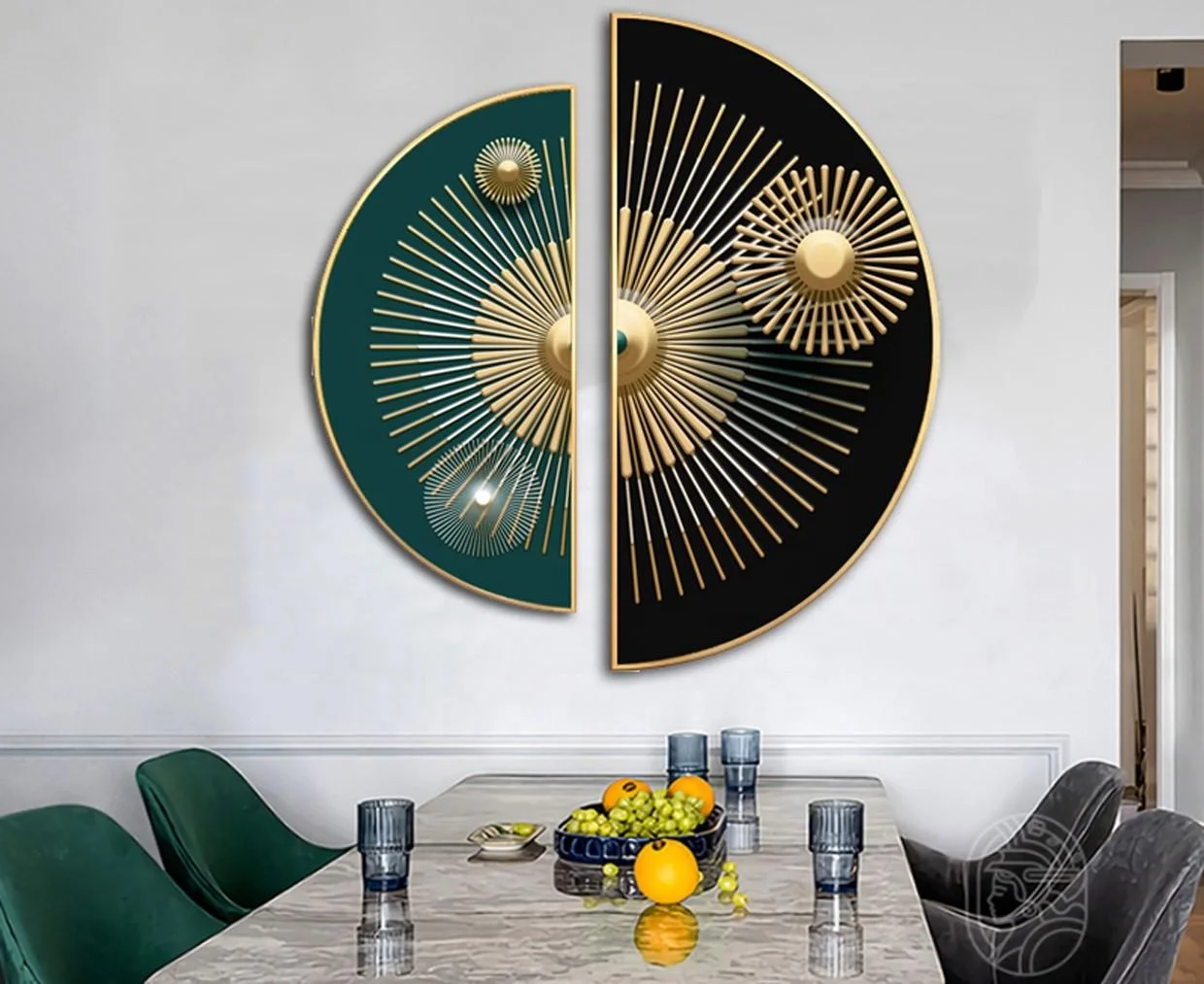 Boyi 3d New Style Acrylic Wall Art Round Design Canvas Crystal Porcelain Modern Glass Wall Paintings