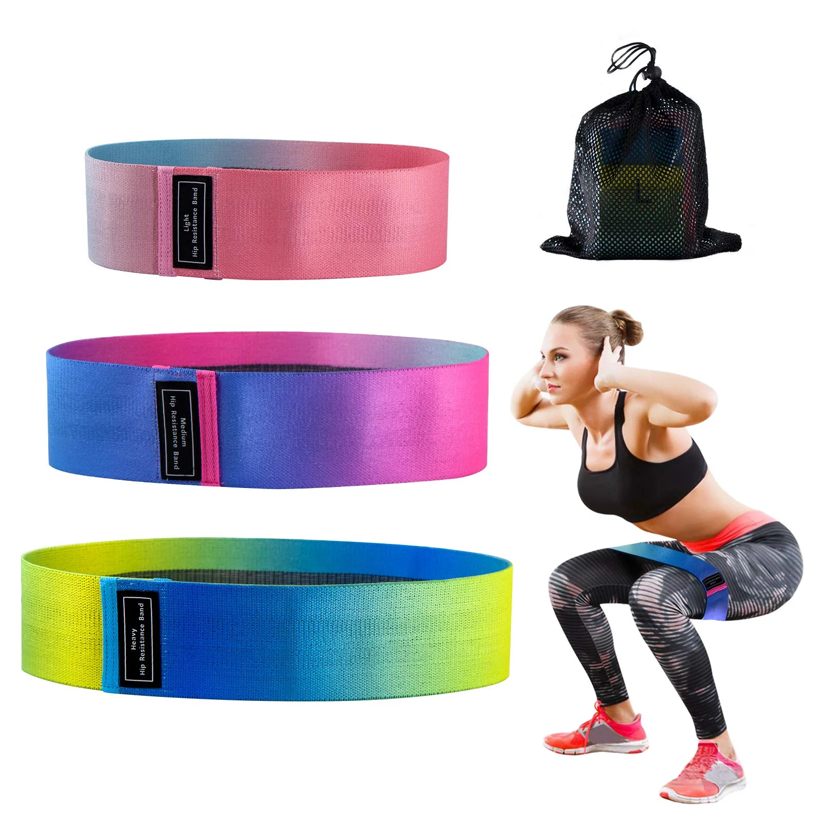 Top Seller Non Slip Elastic 3 Level Gradient Color Stretch Pilates Equipment Hip Band Equipment Gym